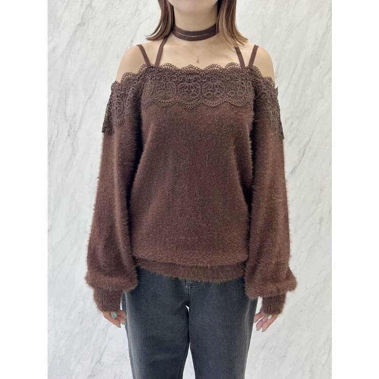 CALNAMUR LACE 2WAY SHAGGY KNIT/レース2WAYシャギーニット