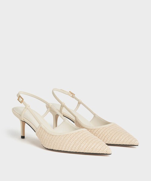 CHARLES & KEITH ラフィア スリングバックパンプス
