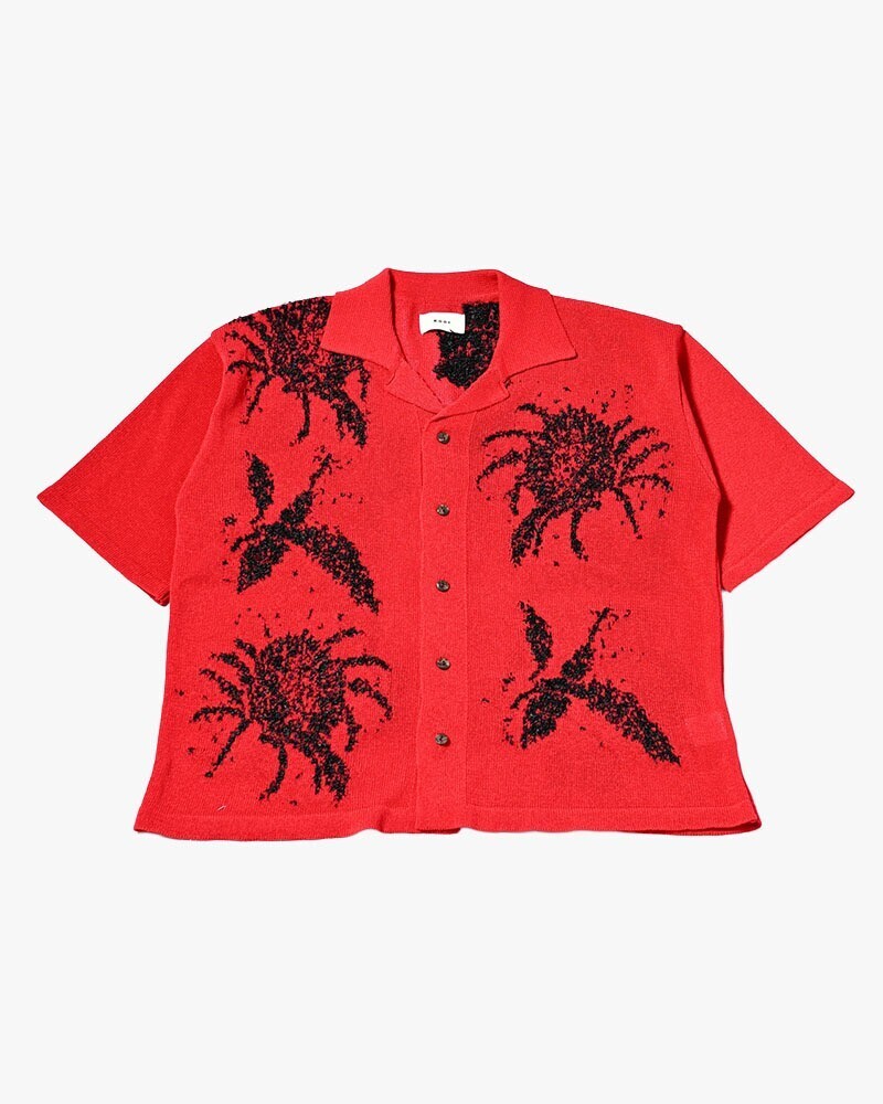 KOOI INTARSIA KNIT ALOHA SHIRT -RED-