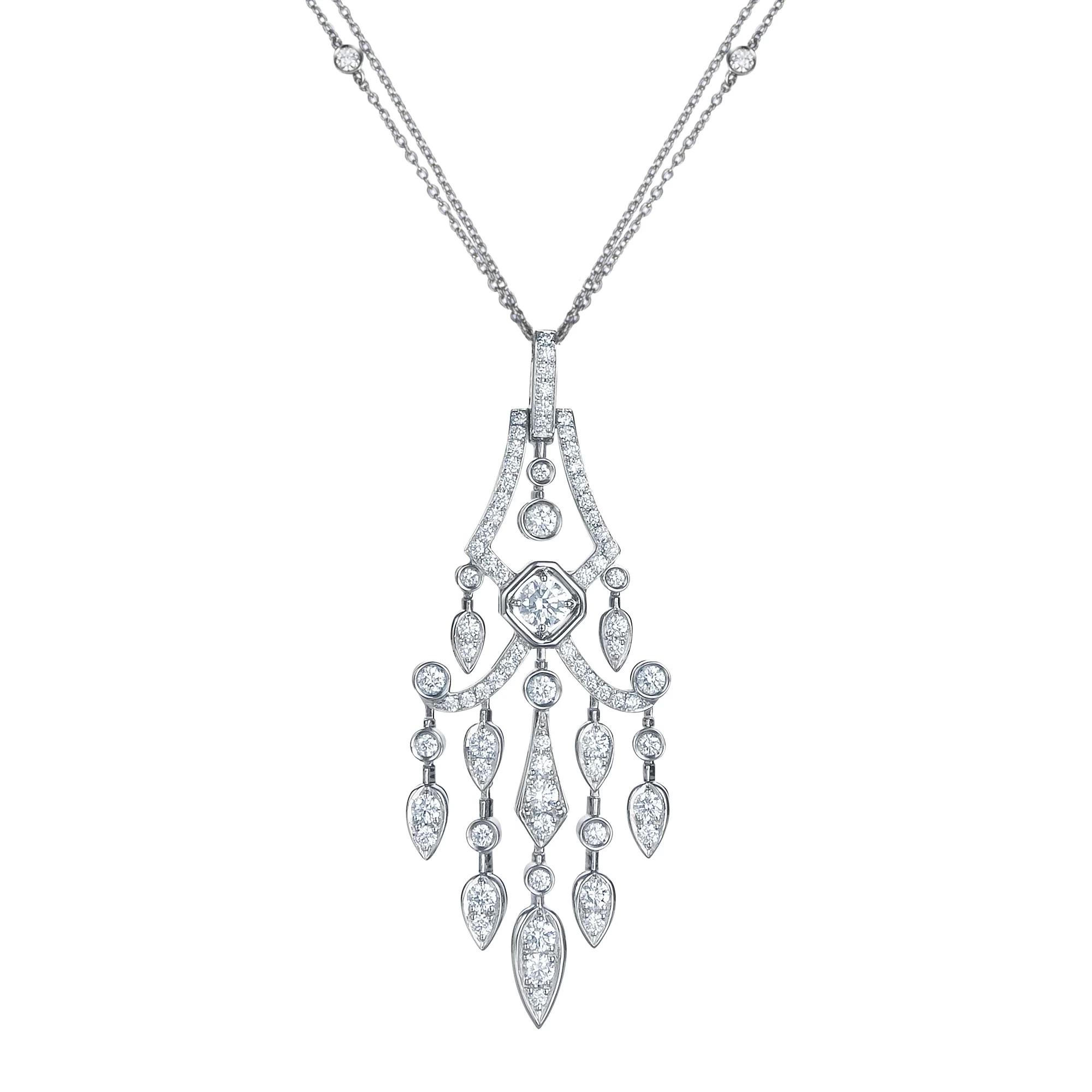 Royal Asscher シャンデリア プラチナ ダイヤモンドペンダント