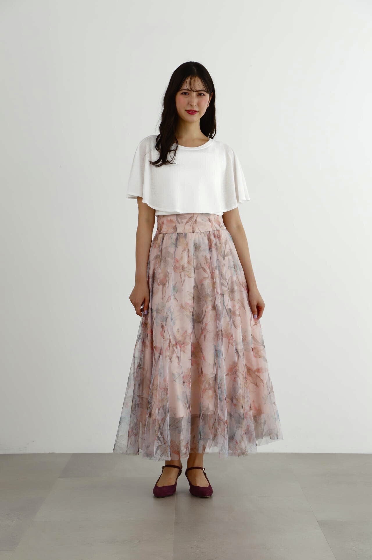 JILL STUART フラワープリントチュールスカート