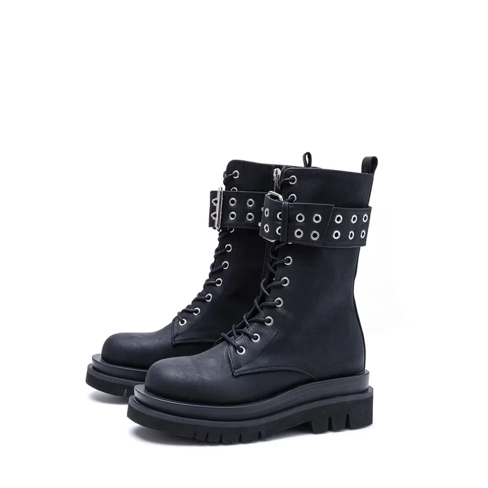 SSIMEEZ uckle Lace-Up Short Walker Boots