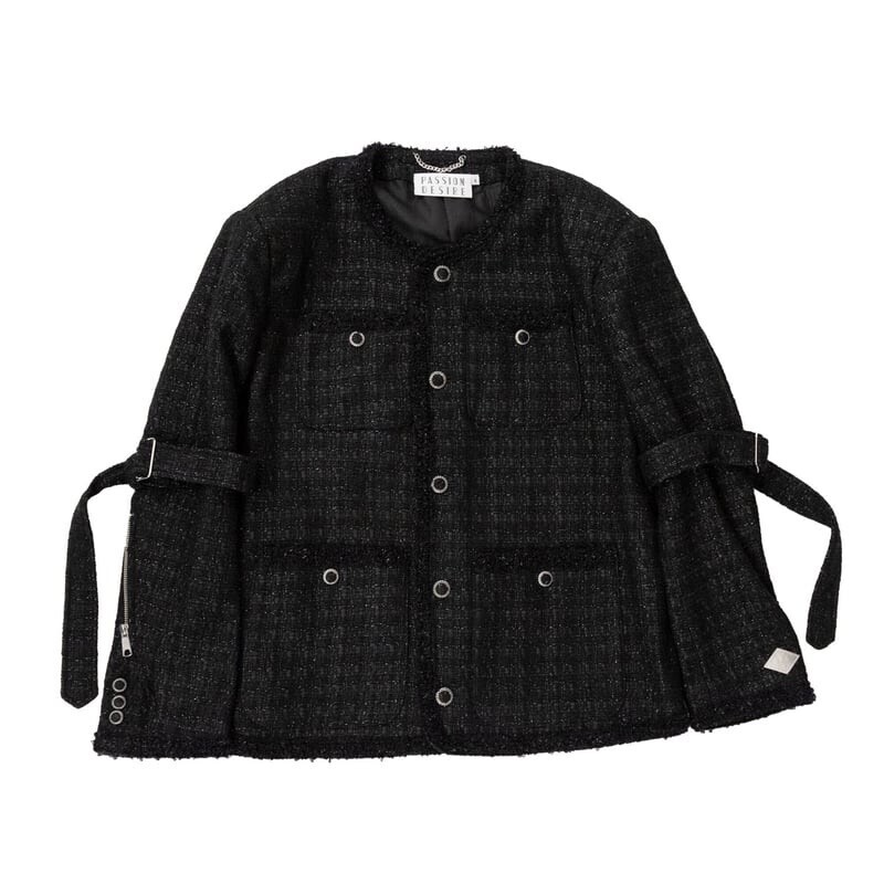 el conductorH MIXED TWEED BONDAGE NO COLLAR JKT(BK)