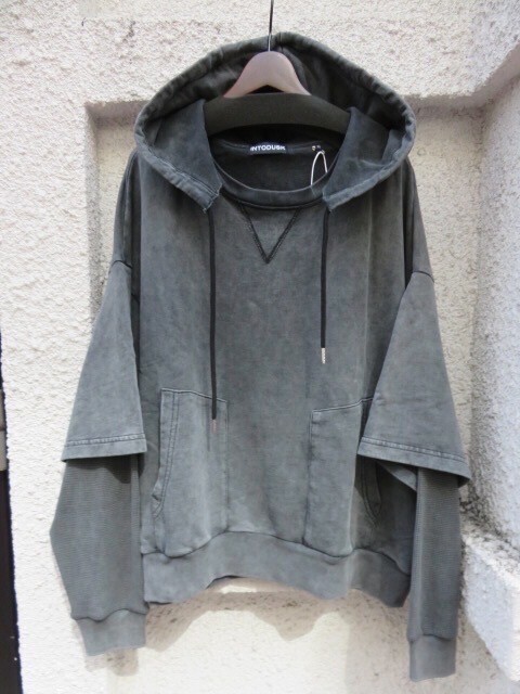 INTODUSK SWAMP HOODIE　WASHED BLACK ORGANIC