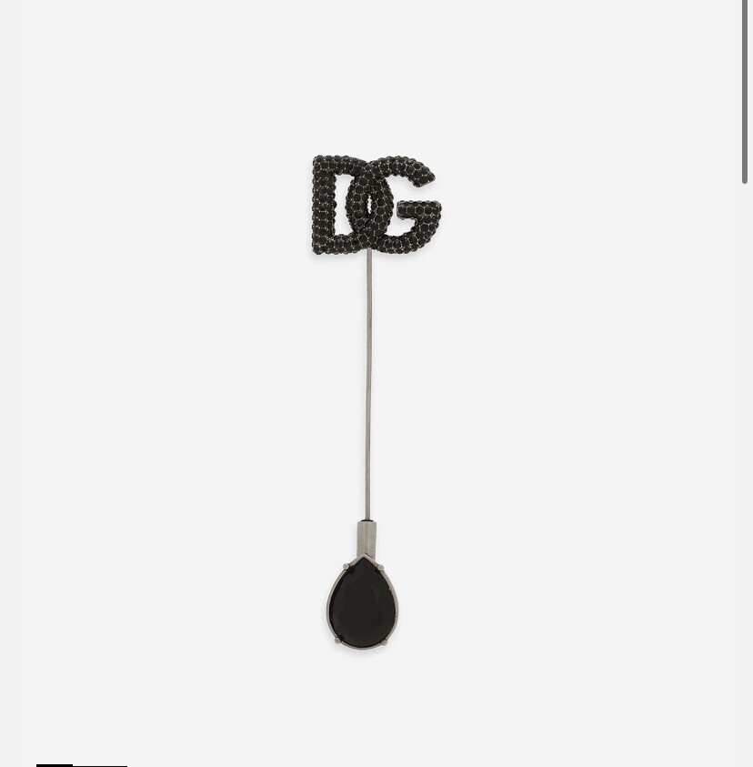 Dolce & Gabbana ピンブローチ ラインストーンDGロゴ