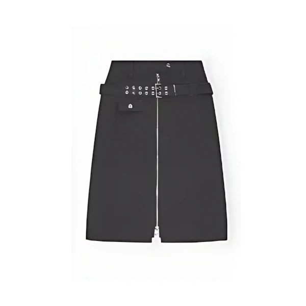 GANNI Black Heavy Twill Midi Skirt