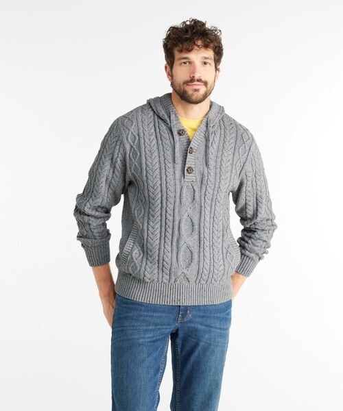 L.L.Bean ビーンズ・ヘリテージ・ソフト・コットン・フィッシャーマン・セーター、ヘンリー・フーディ
