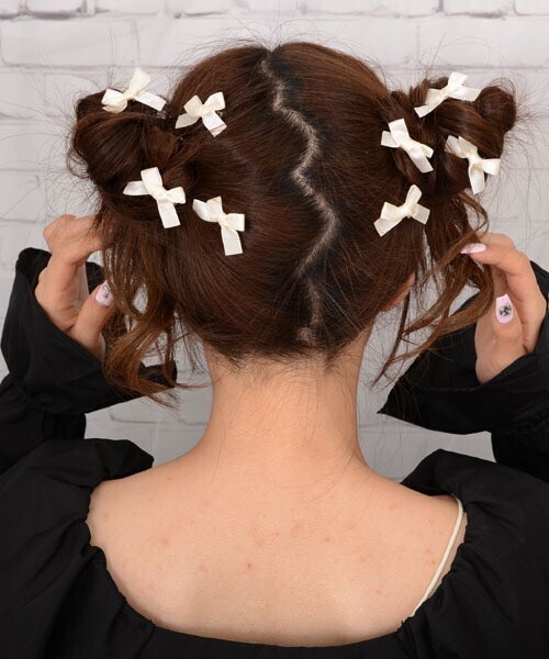 float 8個セット ミニリボン ミニヘアクリップ