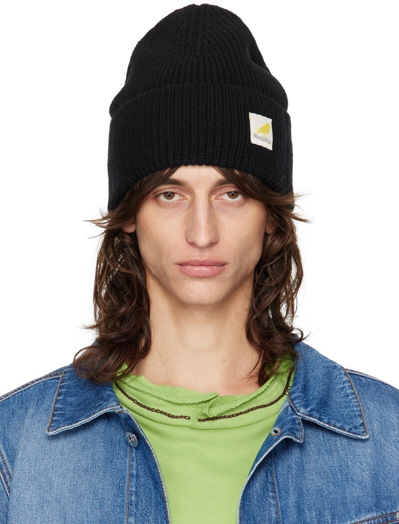 JW Anderson Black Logo Patch Beanie