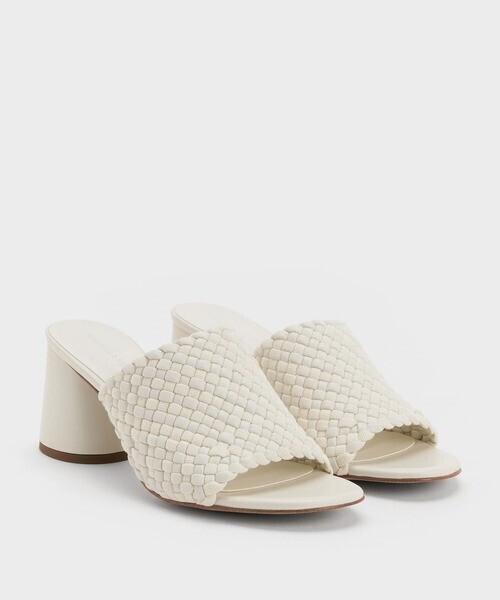 CHARLES & KEITH インターウーブン ブロックヒールミュール