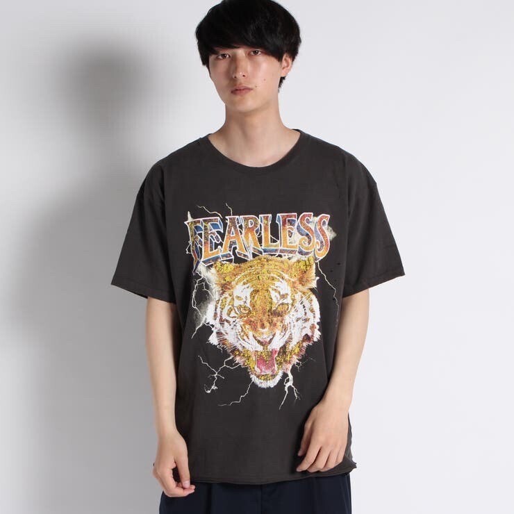 WEGO ダメージアニマルプリントカットソー