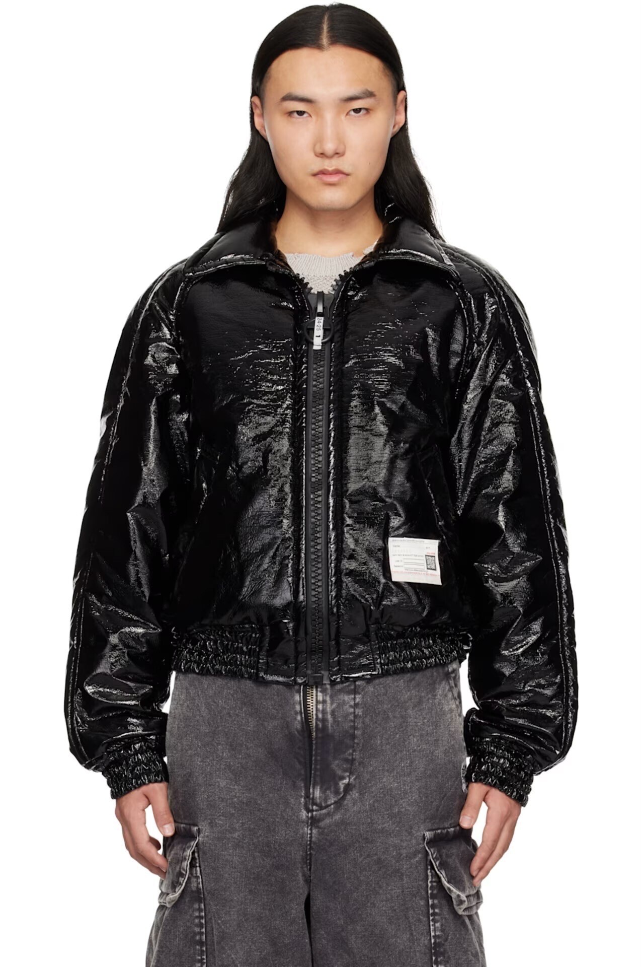 MAISON MIHARA YASUHIRO ブラック フェイクエナメル パファージャケット