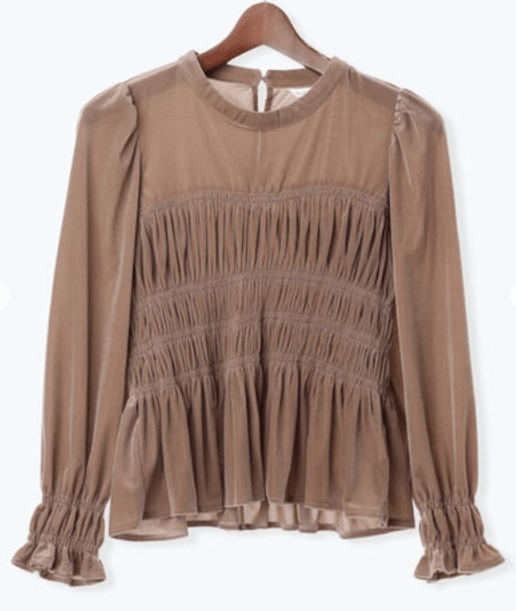 Te chichi TERRASSE ベロアシャーリングトップス