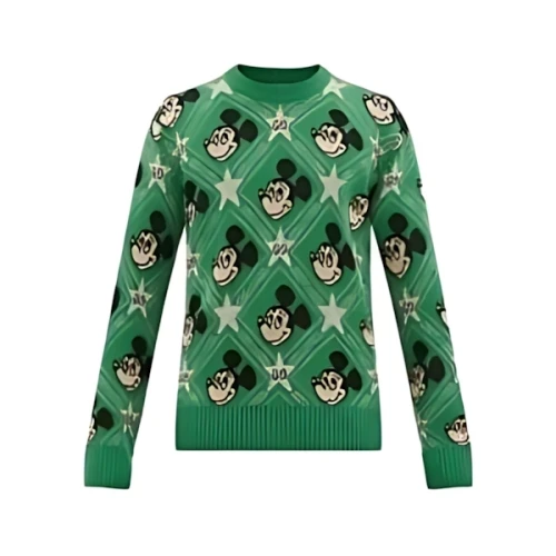 GUCCI Disney × Mickey Mouse-intarsia Wool-blend Jumper In Green