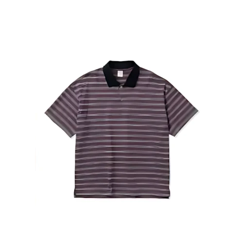 CALEE Drop shoulder narrow pitch border polo shirt