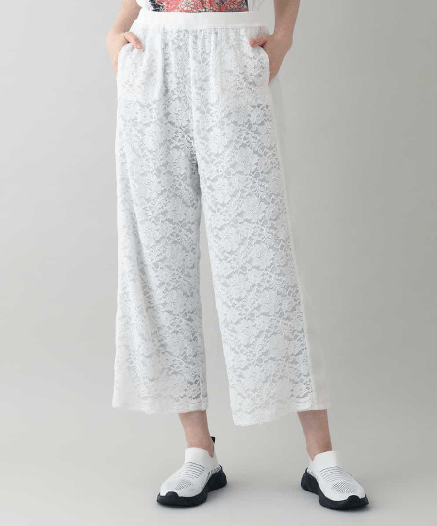 HIROKO KOSHINO フラワーレースワイドパンツ