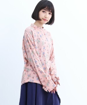 merlot 花柄スタンダードカラーブラウス