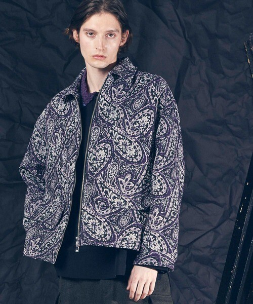 MAISON SPECIAL 《UNISEX》Paisley Jacquard Prime-Over Short Zip Blouson