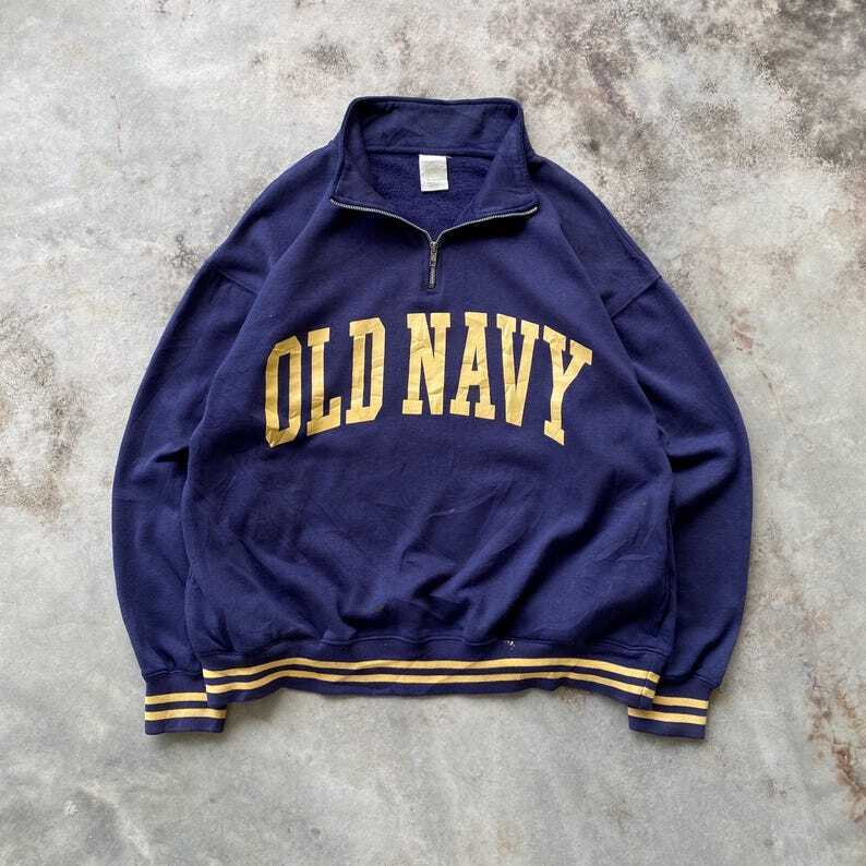 OLD NAVY OLD NAVY Big Spellout Logo Half Zip Sweatshirt