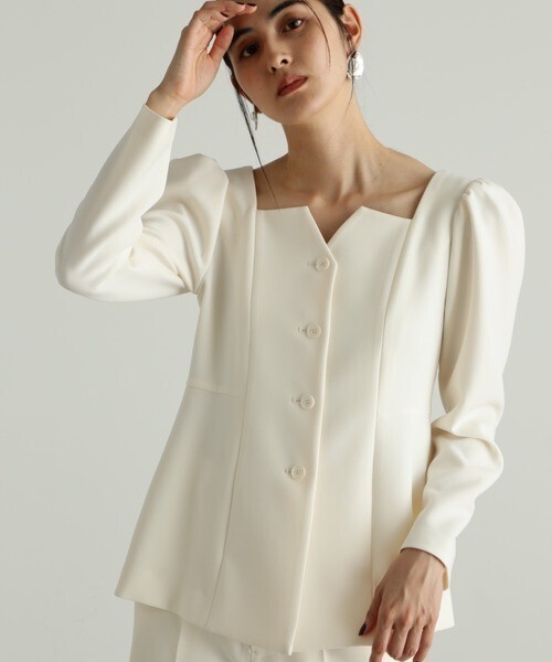 JILLSTUART ストレッチダブルクロスブラウス