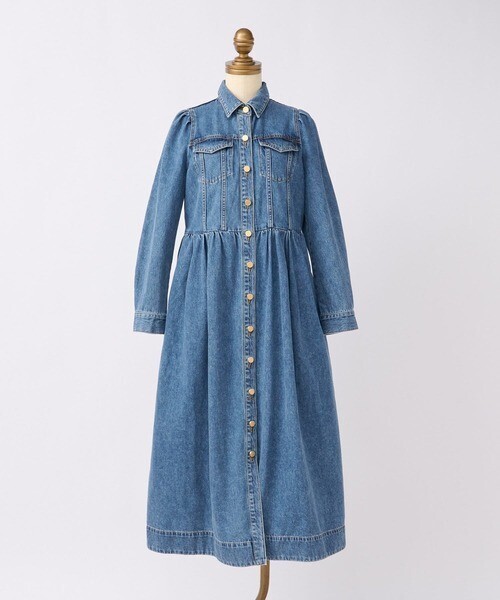 La boutique Bonbon デニムロングシャツワンピース