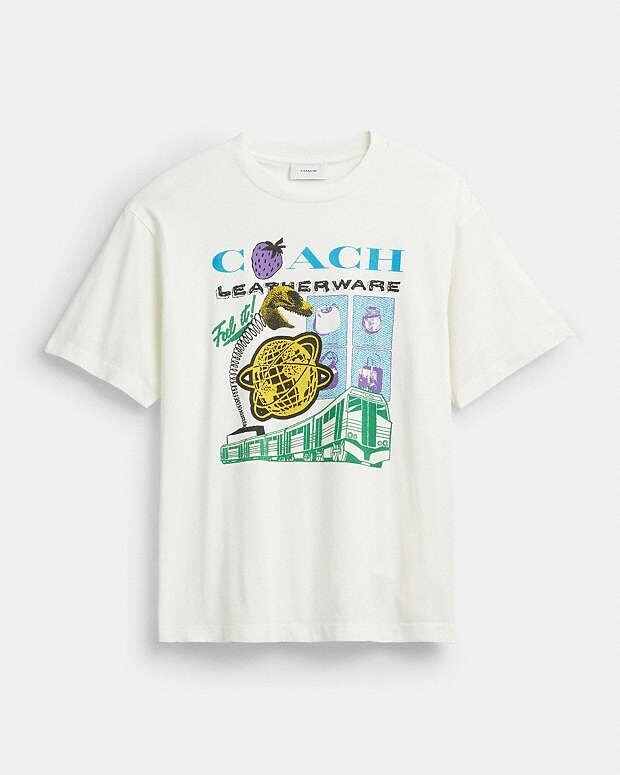 COACH コラージュ トレイン リラックスド Tシャツ・オーガニック コットン