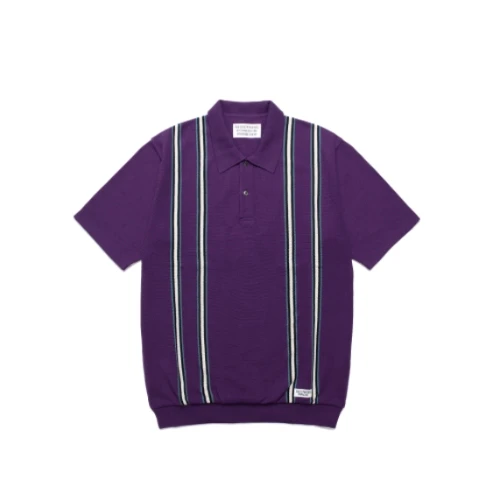 WACKO MARIA STRIPED JACQUARD KNIT POLO SHIRT
