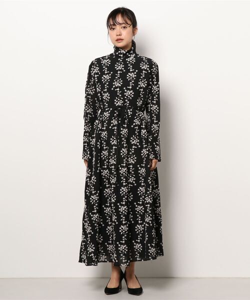 CLANE STRIPE FLOWER EMBROIDERY ワンピース