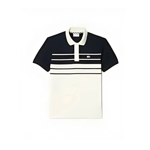 Lacoste モノトーンパネルボーダーポロシャツ