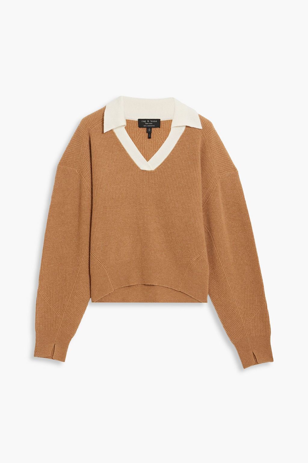 RAG & BONE リブ編みカシミヤ ポロセーター バイカラー