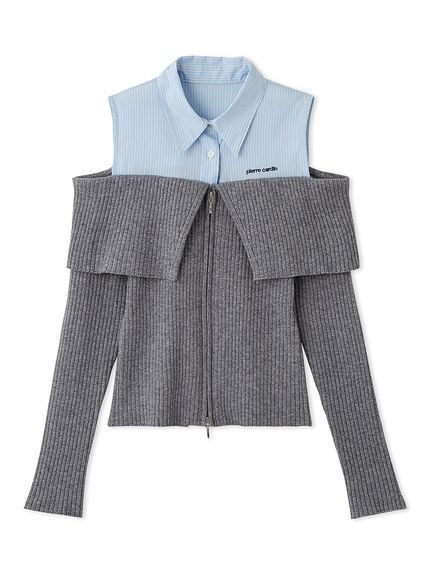 FRAY I.D 【pierre cardin】シャツコンビオフショルプルオーバー