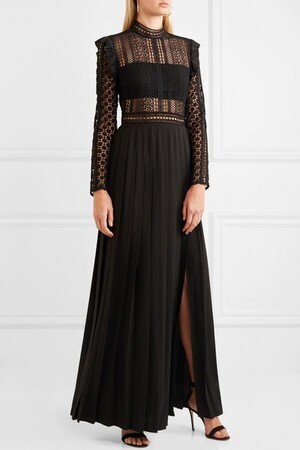 Self-Portrait Guipure lace and crepe maxi dress