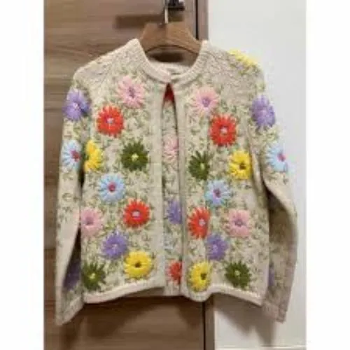 Freada フラワーニットカーディガン（またはハンド刺繍カーディガン）