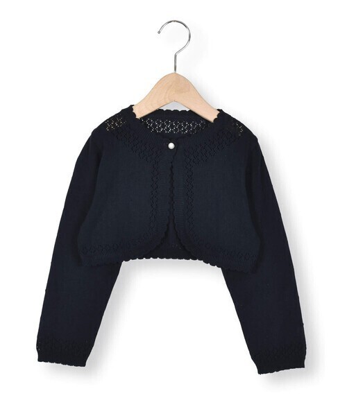 BeBe 【日本製】レース編みボレロカーディガン