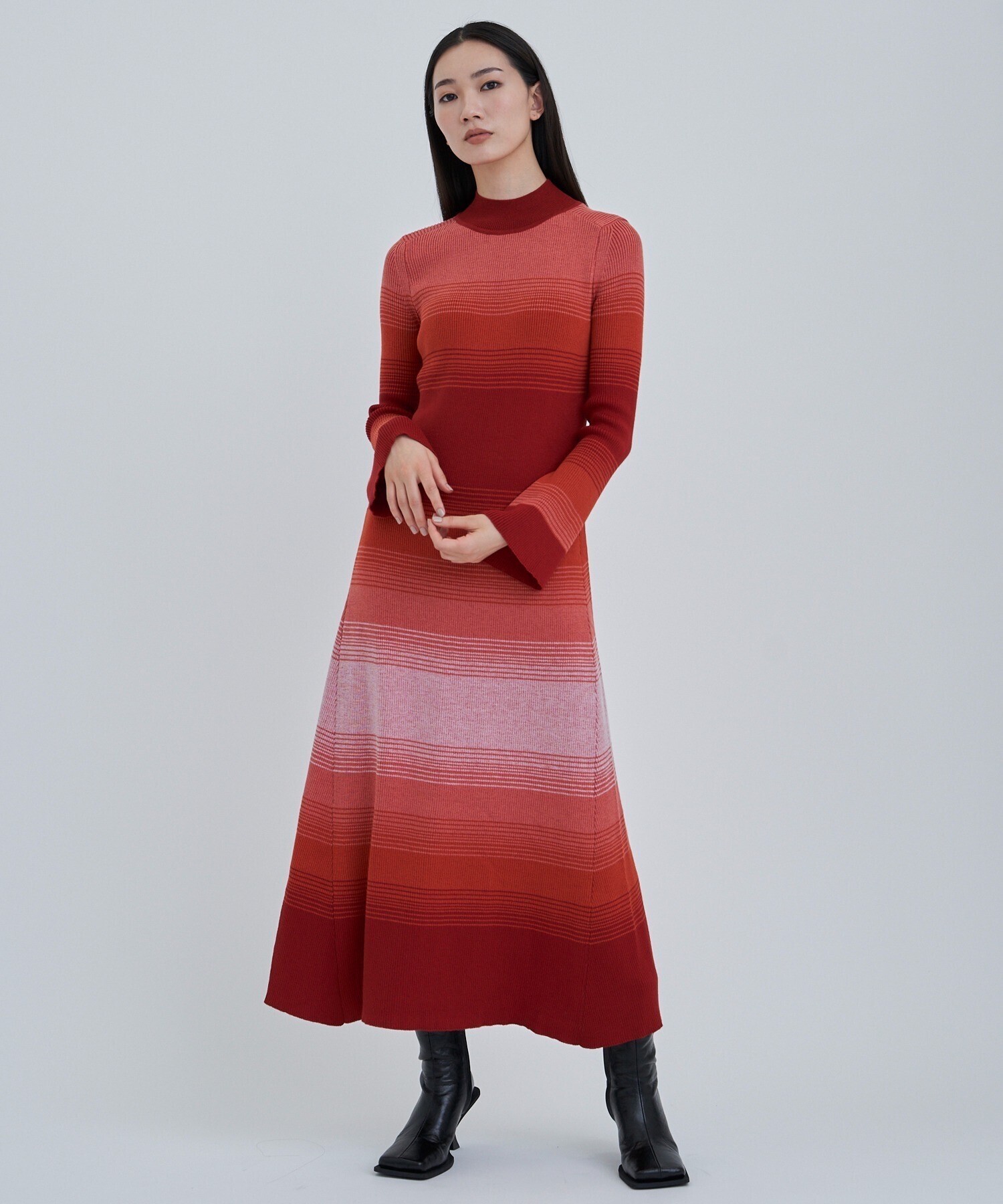 WRAPINKNOT 《STUDIOUS別注》グラデーションリブニットドレス