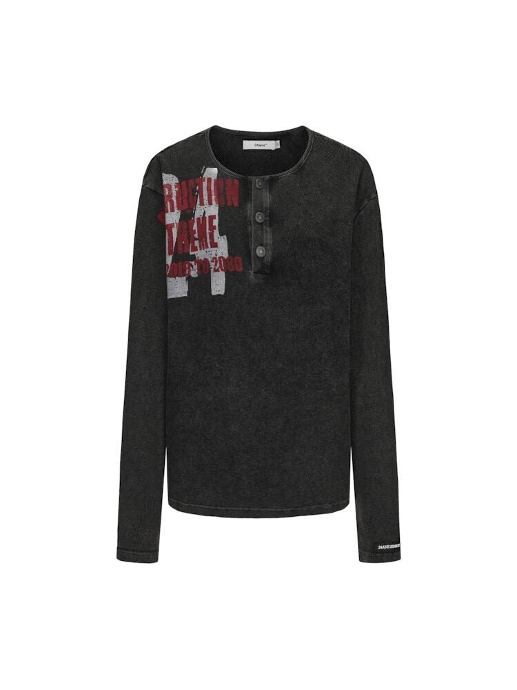 24ANS Old Loose Punk Print Long Sleeve T-Shirt