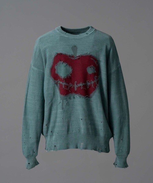MAISON SPECIAL 「Halloween Apple」 Pigment Dyed Intarsia Knit Pullover