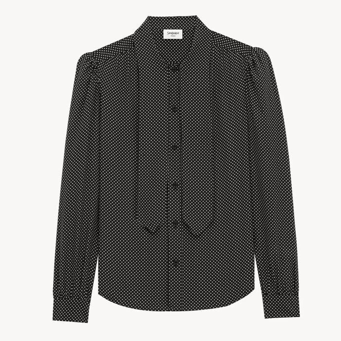 SAINT LAURENT 《ドットシルク ブラウス》ラヴァリエタイ