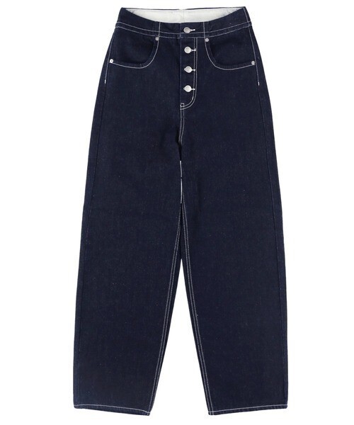 ALEXIA STAM Front Button Straight Denim Pants