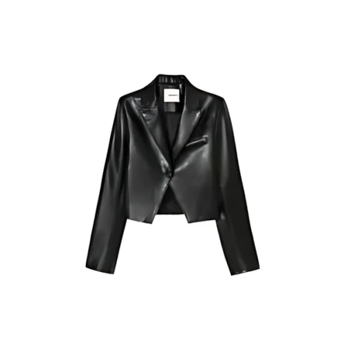 TAGEECHITA SLIM FAUX LEATHER SHORT JACKET
