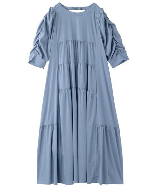 MILKFED. GATHERED SLEEVE TIERED DRESS