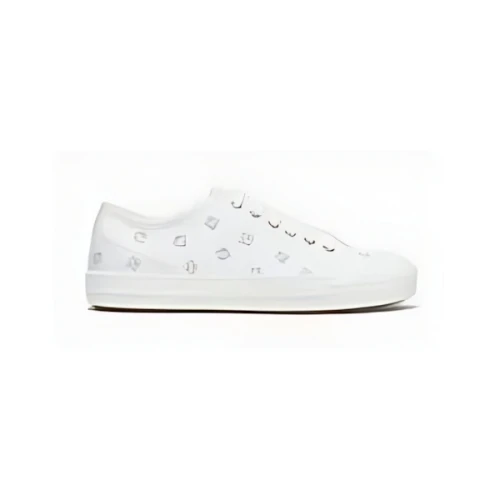 FENDI Canvas low-tops with silver embroidery