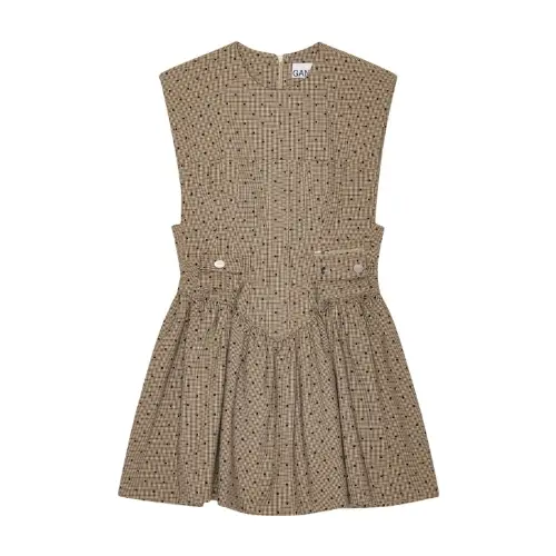 GANNI Flock Check Suiting Corset Mini Dress