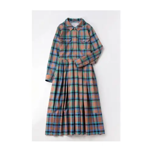 Jane Marple タータンチェックミックス シャツドレス