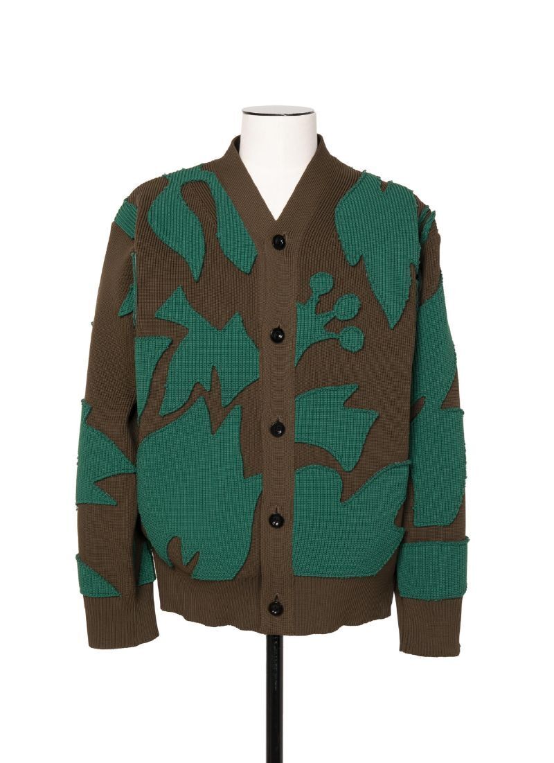 sacai Floral Embroidered Patch Knit Cardigan