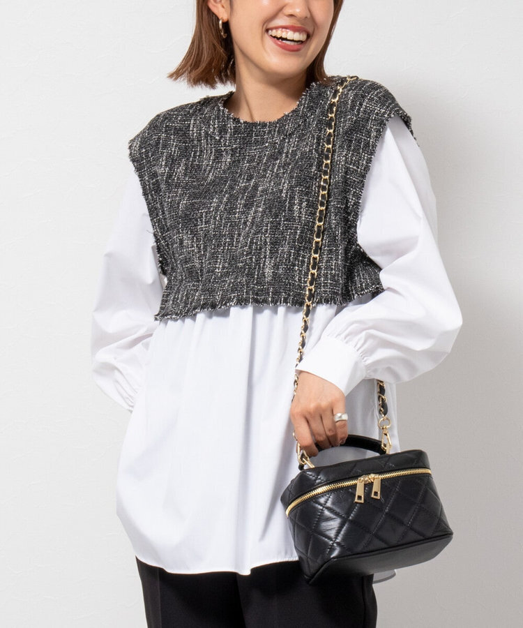 NOLLEY\'S 前後2WAYツイードレイヤードシャツ