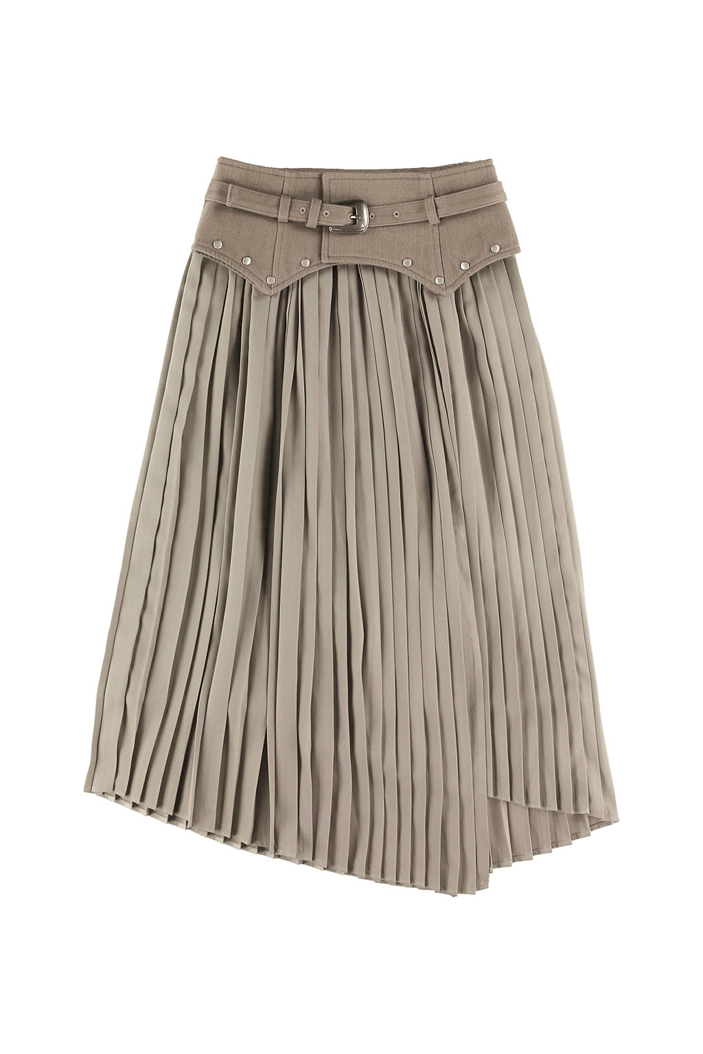 ALEXIA STAM Wrap Pleated Skirt With Belt Greige