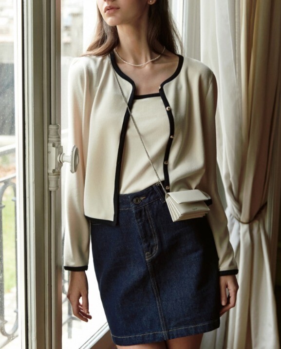 depound Line Cardigan Sleeveless Set