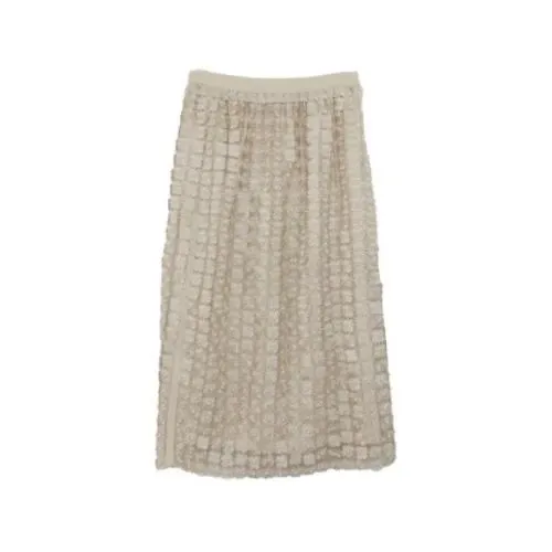 MARILYN MOON pearl lame lace skirt