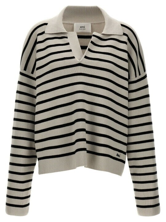AMI PARIS Striped polo sweater